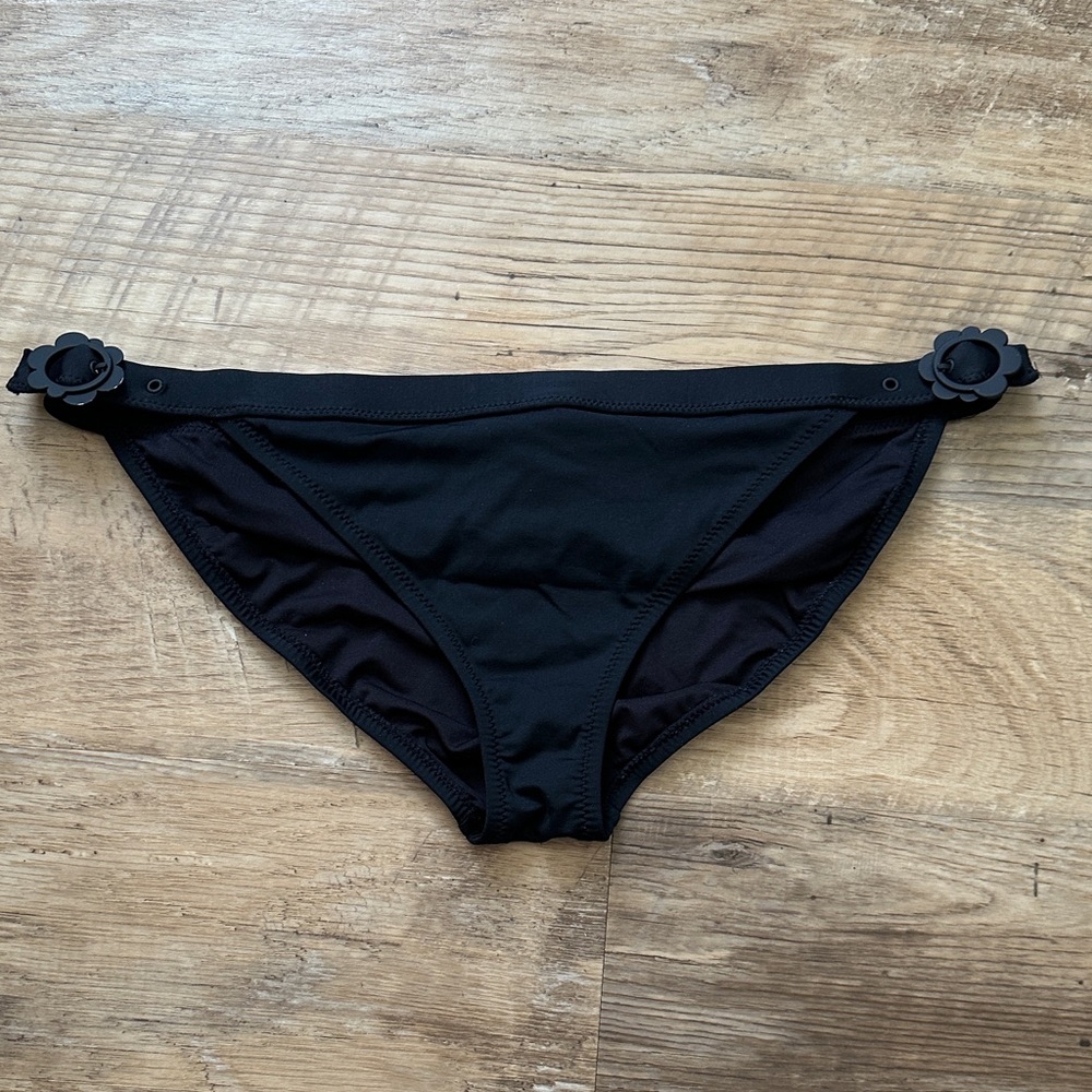 Kate Spade Black Bikini Bottom with Floral Accents. In great condition.